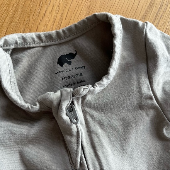 Monica + Andy Footie Zipper Pajama - Premie - Grey - Picture 5 of 5